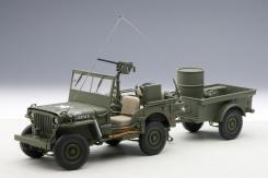 AUTOart Jeep Willys Army Green with trailer 74016