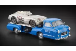 CMC Mercedes-Benz Racing Car Transporter The blue Wonder and 300 SLR 701 Dirty Hero Bundle M-163