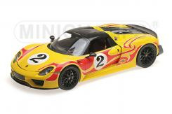 Minichamps Porsche 918 Spyder 2013 with Weissach Package Yellow with red stripes 110062446