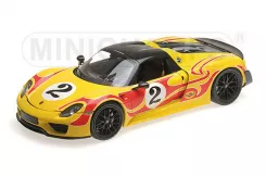 Minichamps Porsche 918 Spyder 2013 with Weissach Package Yellow with red stripes 110062446